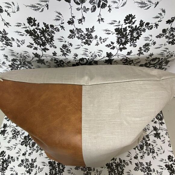 Faux Leather Two Tone Pillow NWT 20x20 - Picture 3 of 6